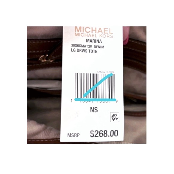 Michael Kors Marina Tote LG Drawstring Tote w/Gold Tone HW - 30S6GMAT3V Denim - Picture 16 of 17